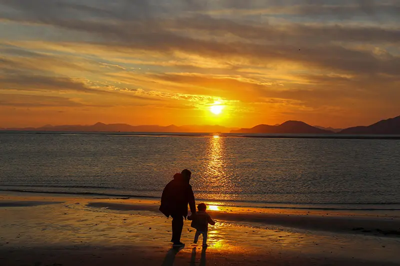 coucher de soleil plage busan