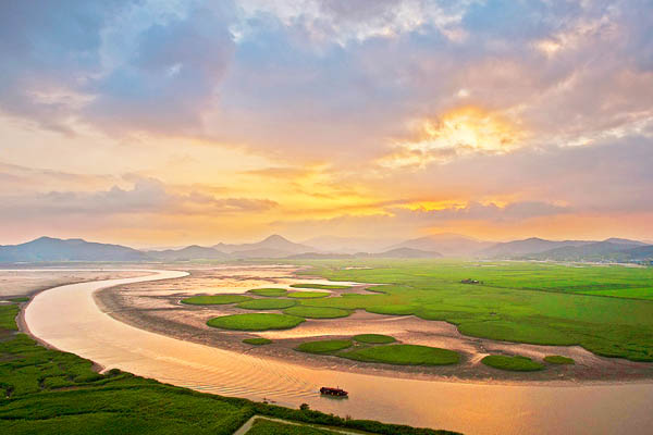 suncheon baie couché soleil