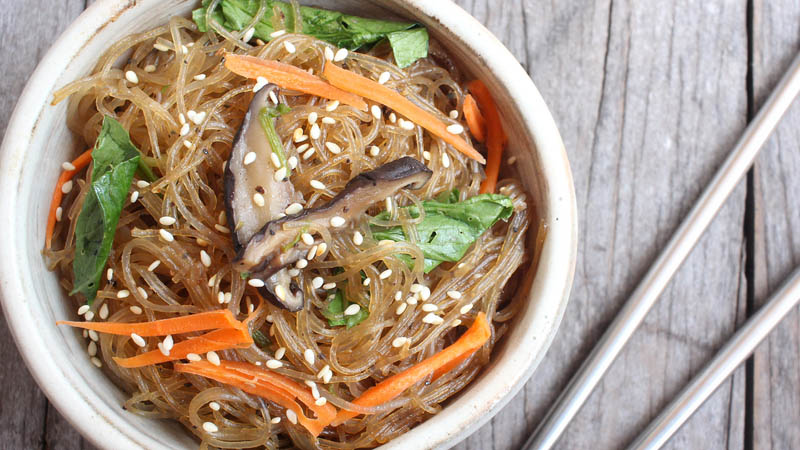 Japchae végétarien corée du sud